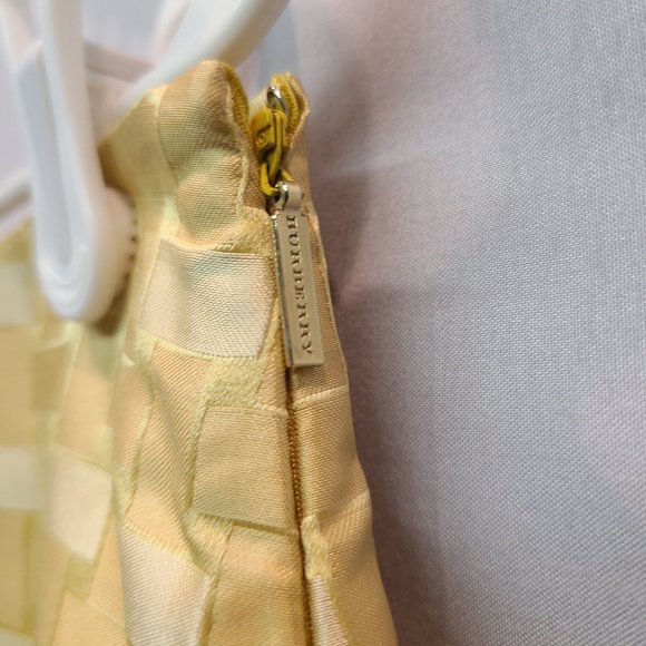 Burberry Skirt Silk Gold A Line Prorsum Runway Midi Made in Italy Womens 40 - Picture 2 of 8